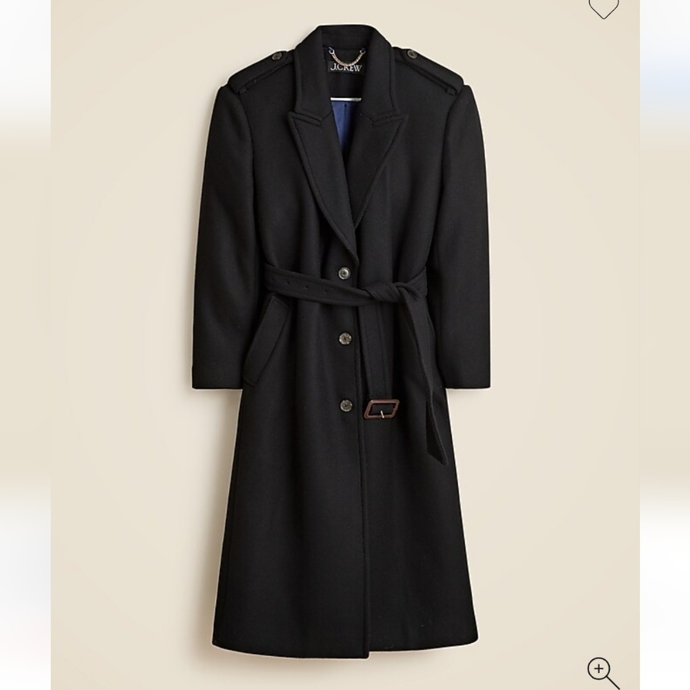 J Crew Wrap trench coat in Italian double-faced wool blend XXS CD101  Black NWT